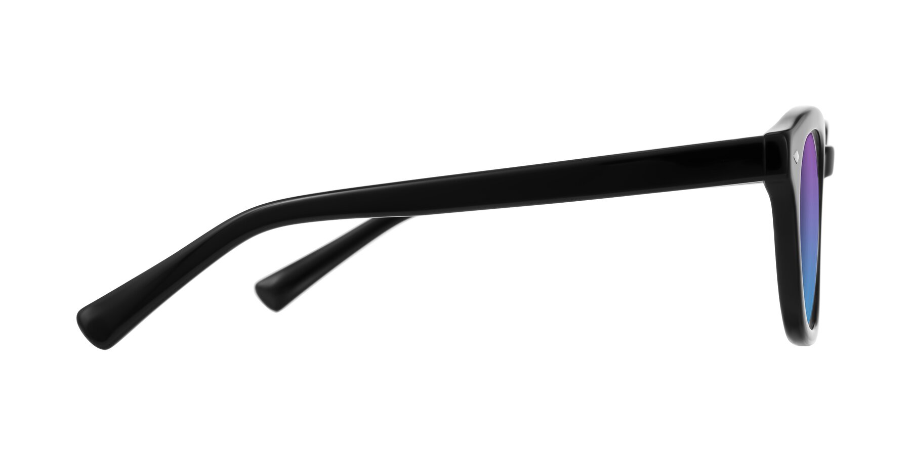 Side of Nehrode in Black with Purple / Blue Gradient Lenses
