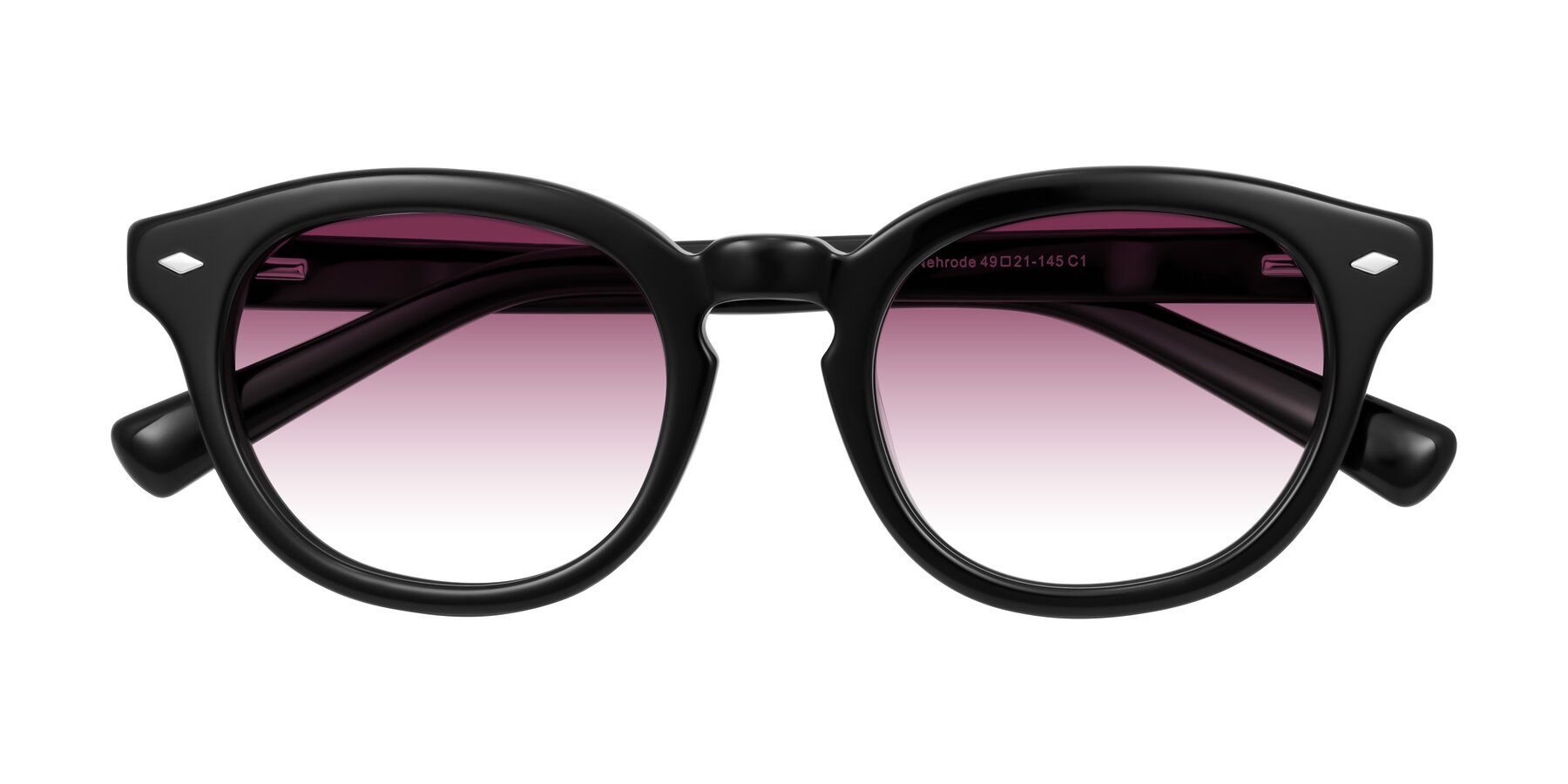 Folded Front of Nehrode in Black with Wine Gradient Lenses
