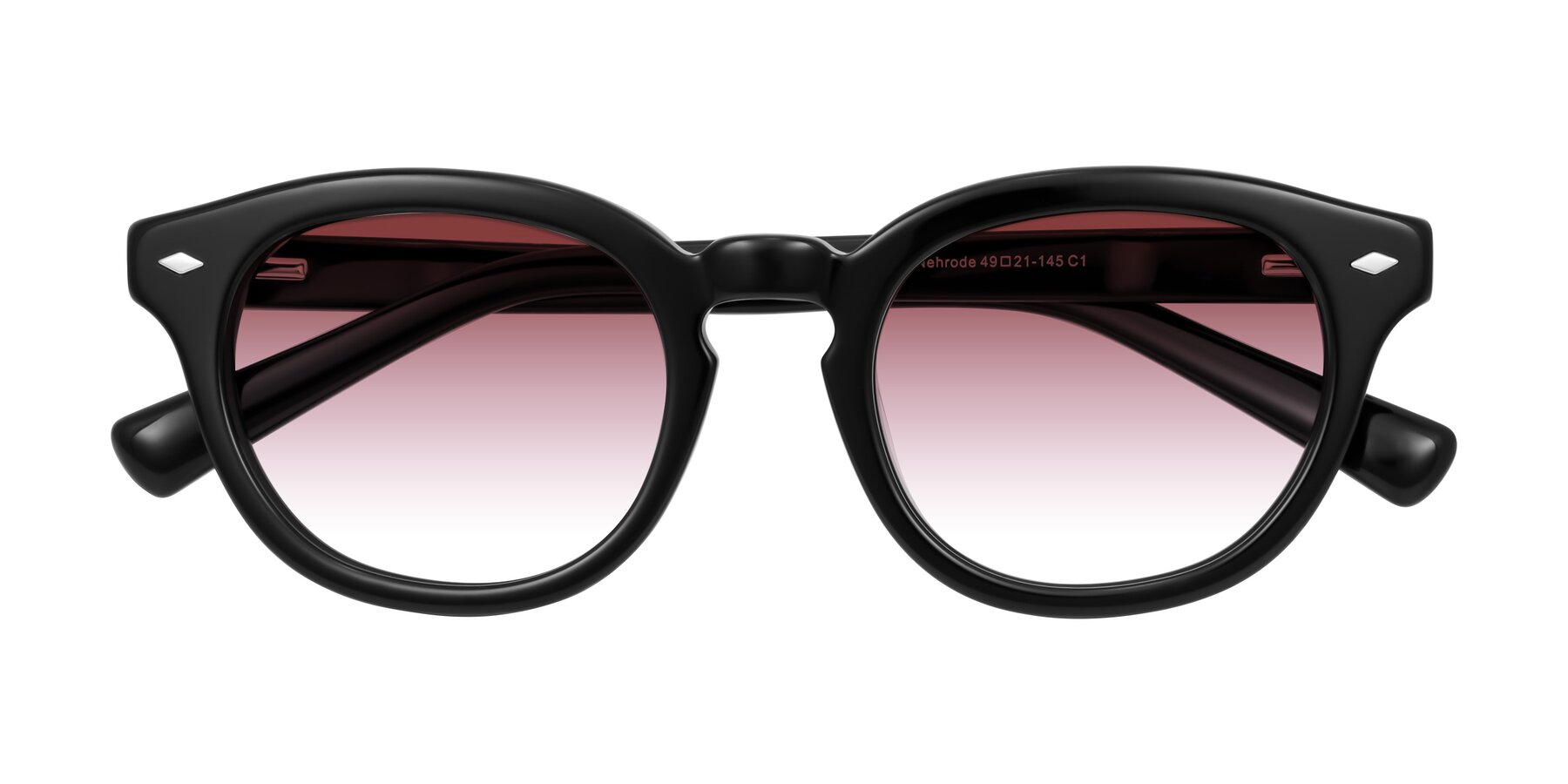 Folded Front of Nehrode in Black with Garnet Gradient Lenses