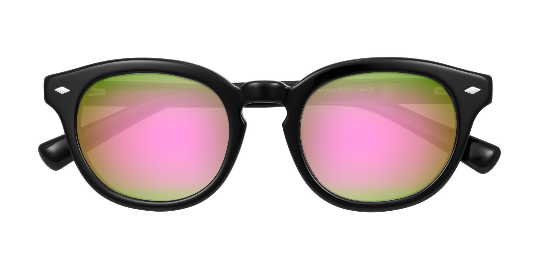 Folded Front of Nehrode in Black with Pink Mirrored Lenses