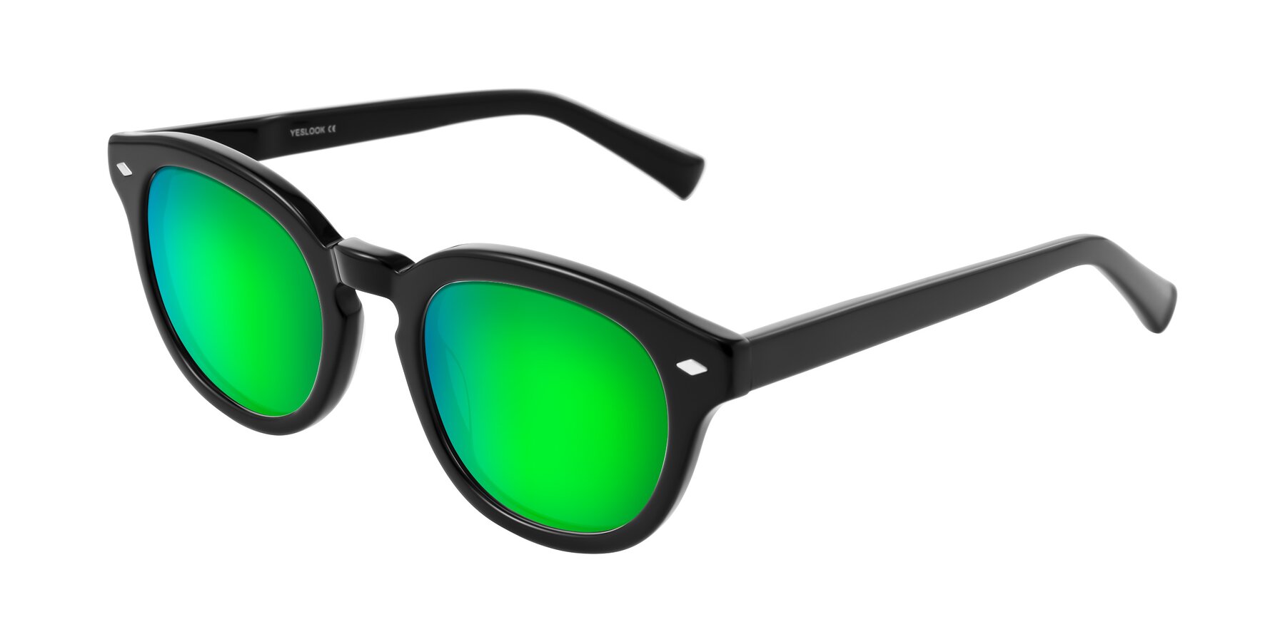 Angle of Nehrode in Black with Green Mirrored Lenses