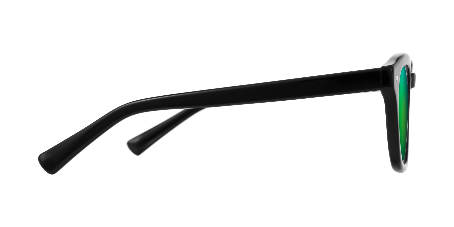 Side of Nehrode in Black with Green Mirrored Lenses