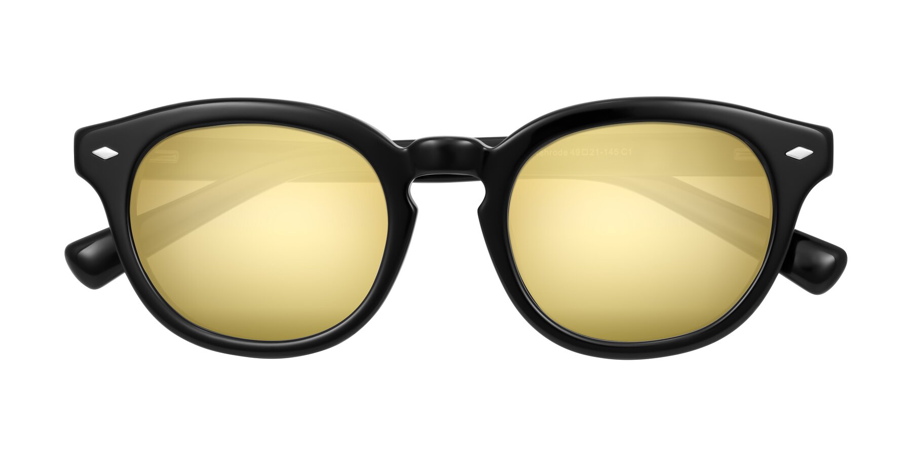 Folded Front of Nehrode in Black with Gold Mirrored Lenses
