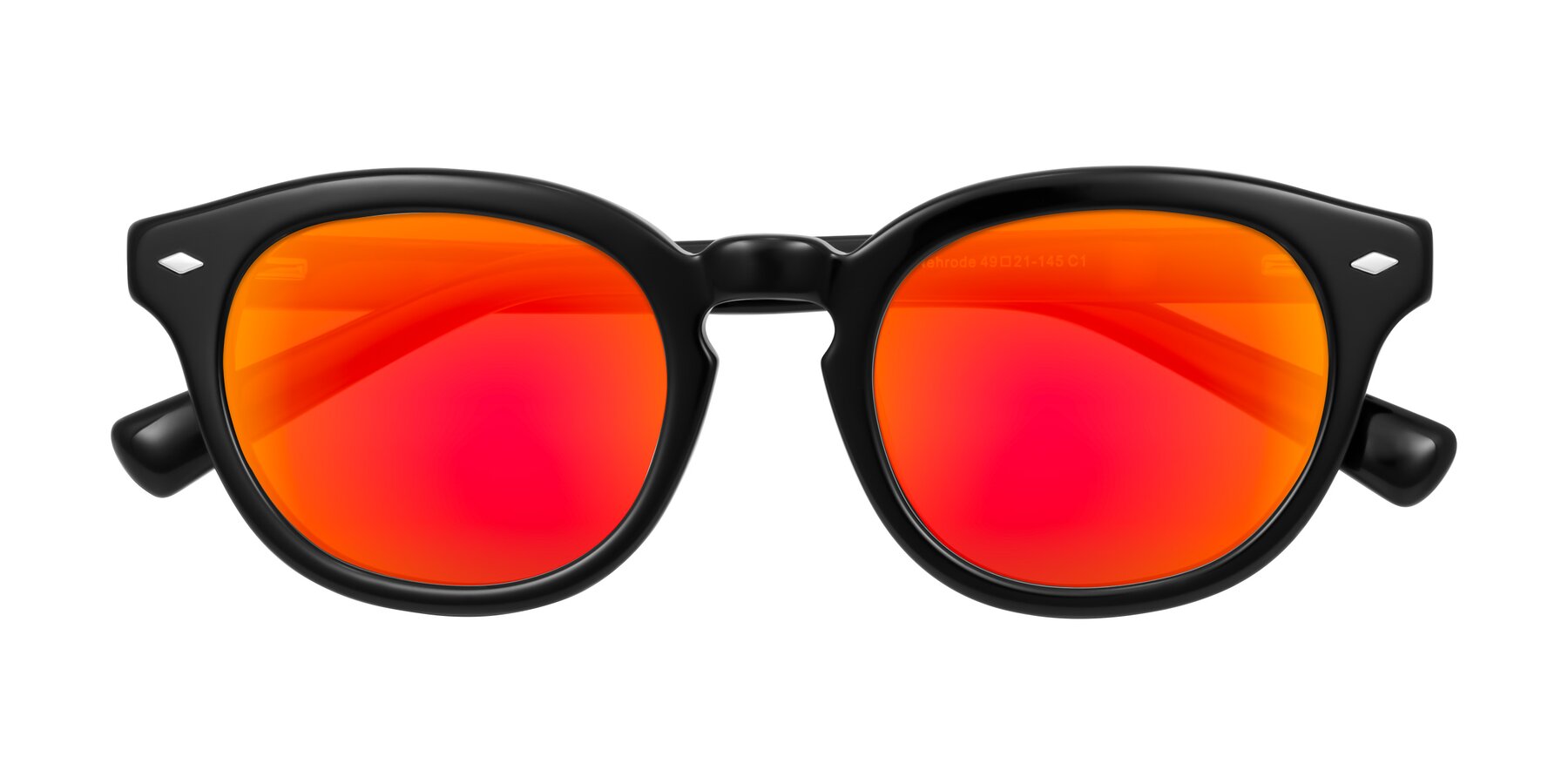 Folded Front of Nehrode in Black with Red Gold Mirrored Lenses