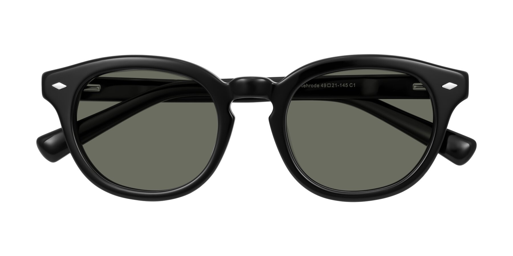 Folded Front of Nehrode in Black with Gray Polarized Lenses