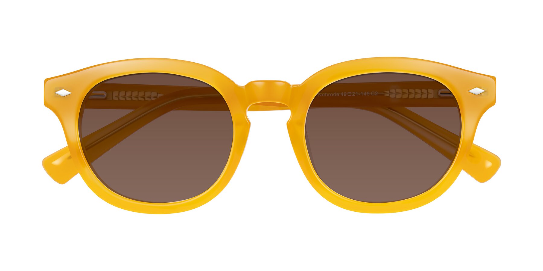 Folded Front of Nehrode in Honey with Brown Tinted Lenses