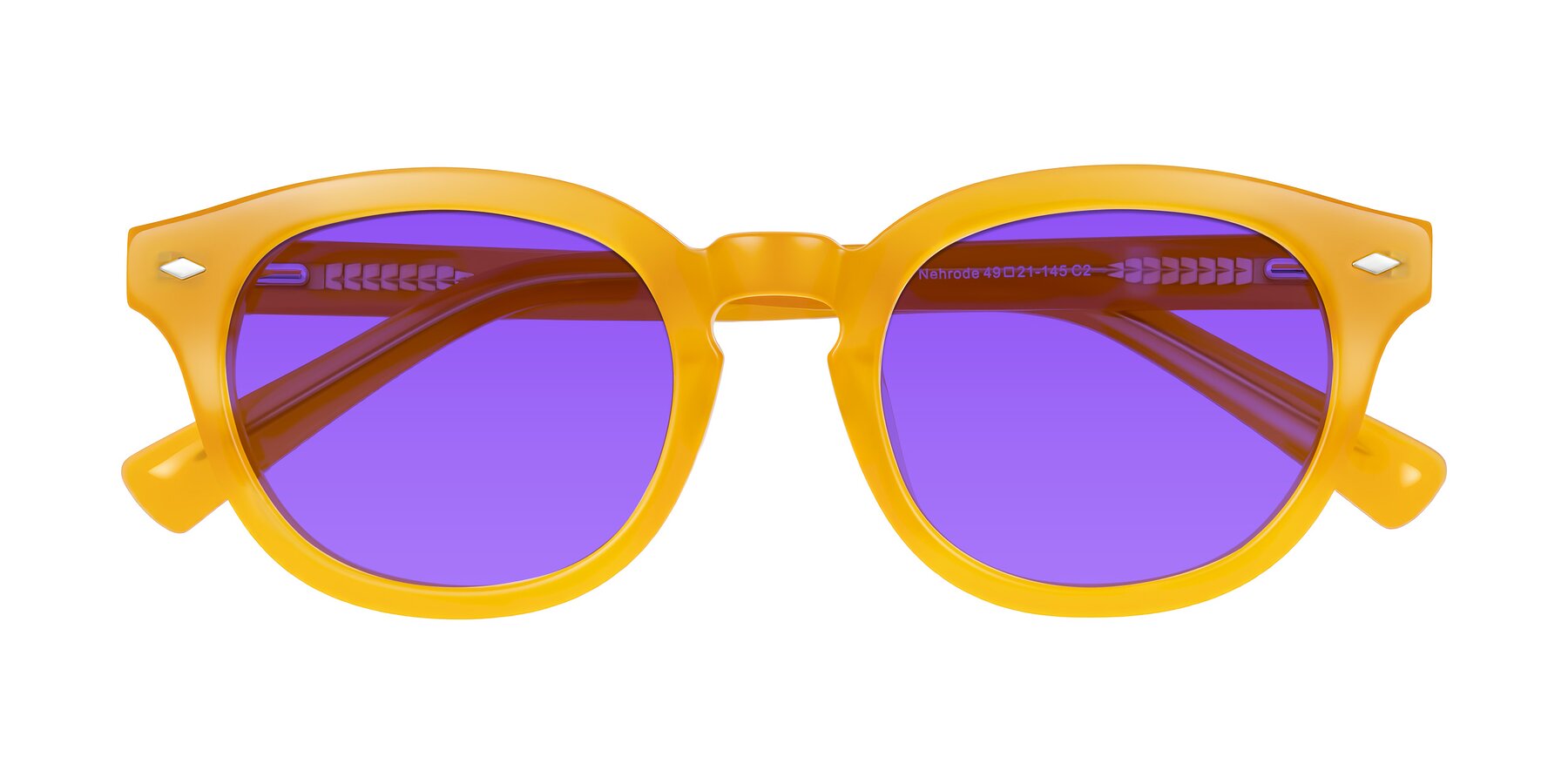 Folded Front of Nehrode in Honey with Purple Tinted Lenses