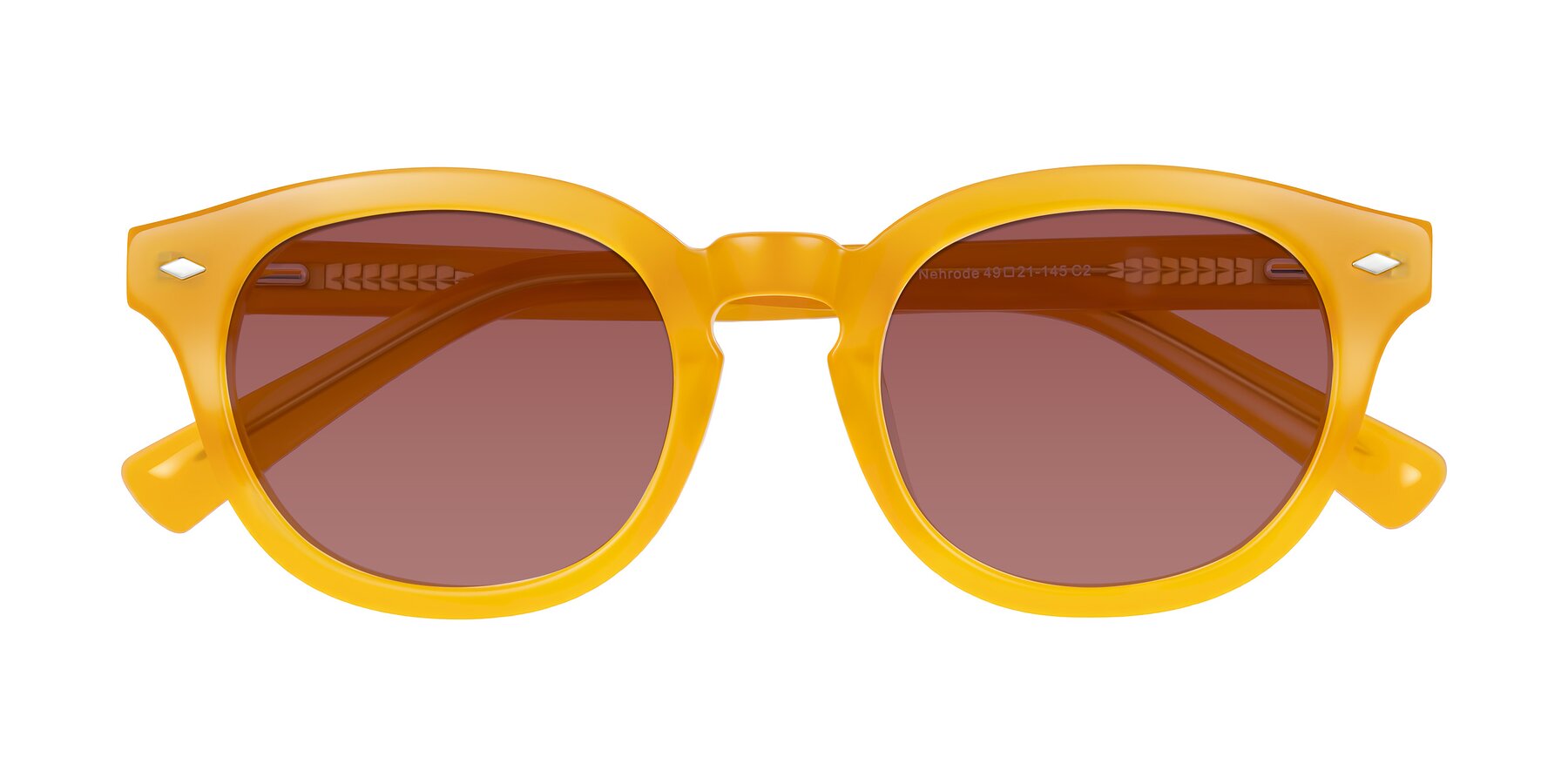 Folded Front of Nehrode in Honey with Garnet Tinted Lenses