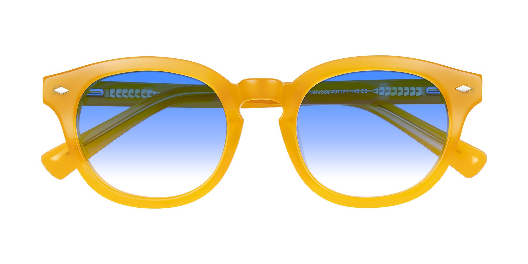 Folded Front of Nehrode in Honey with Blue Gradient Lenses
