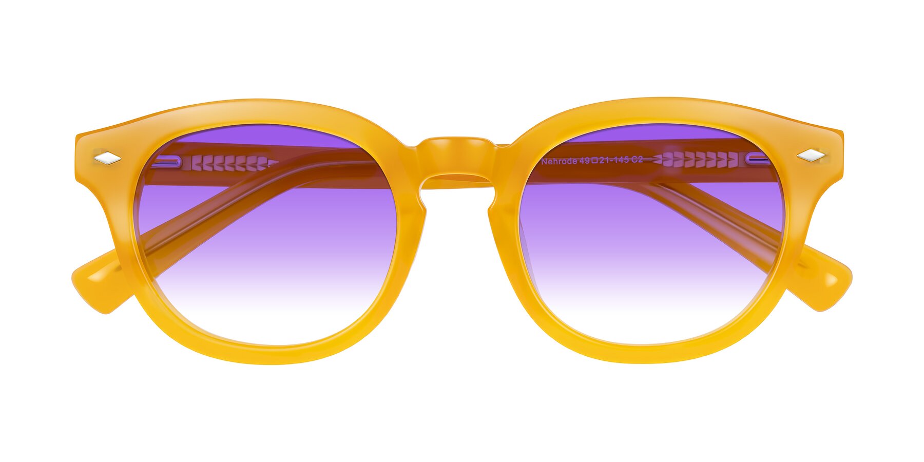 Folded Front of Nehrode in Honey with Purple Gradient Lenses