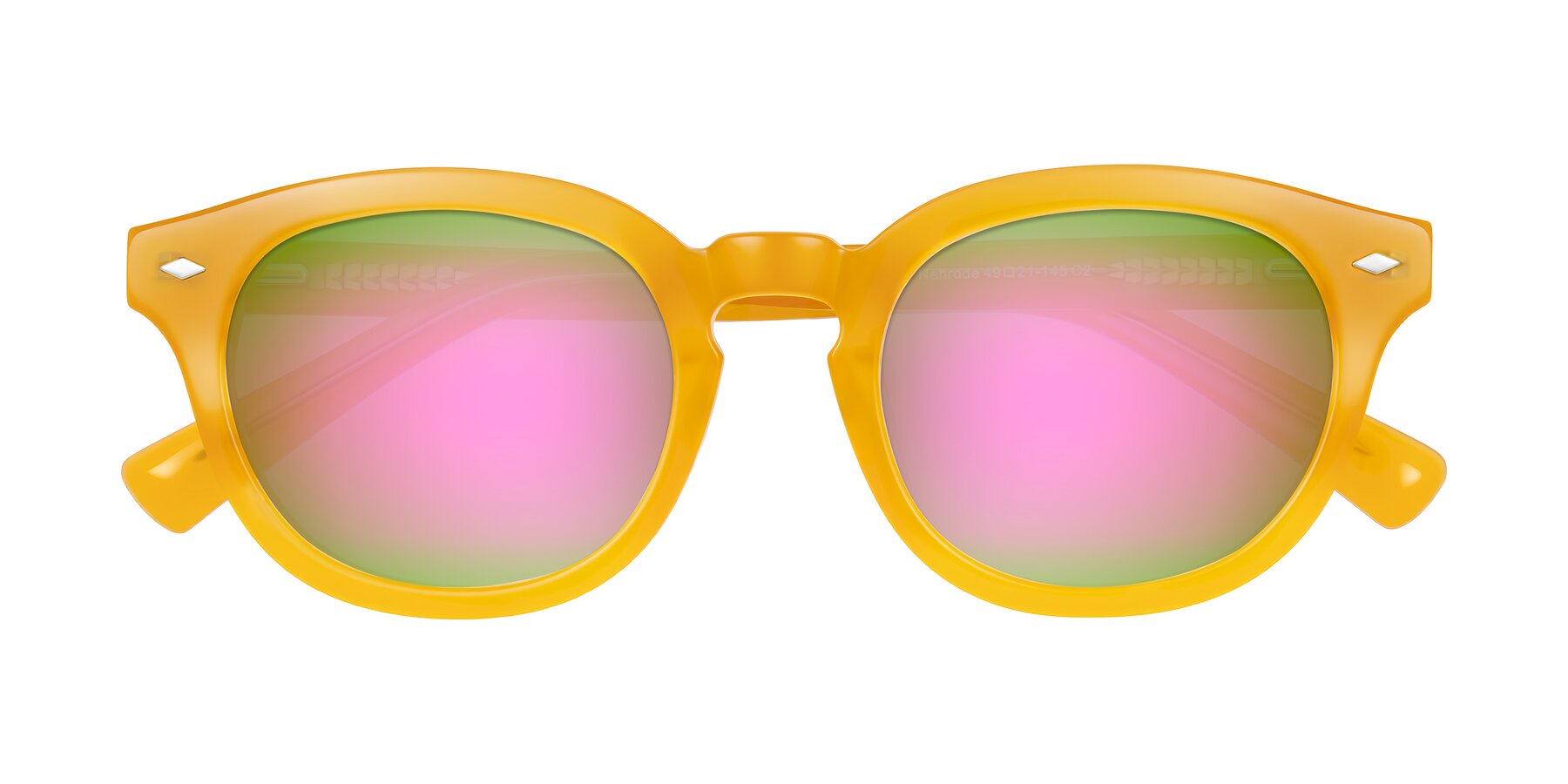 Folded Front of Nehrode in Honey with Pink Mirrored Lenses