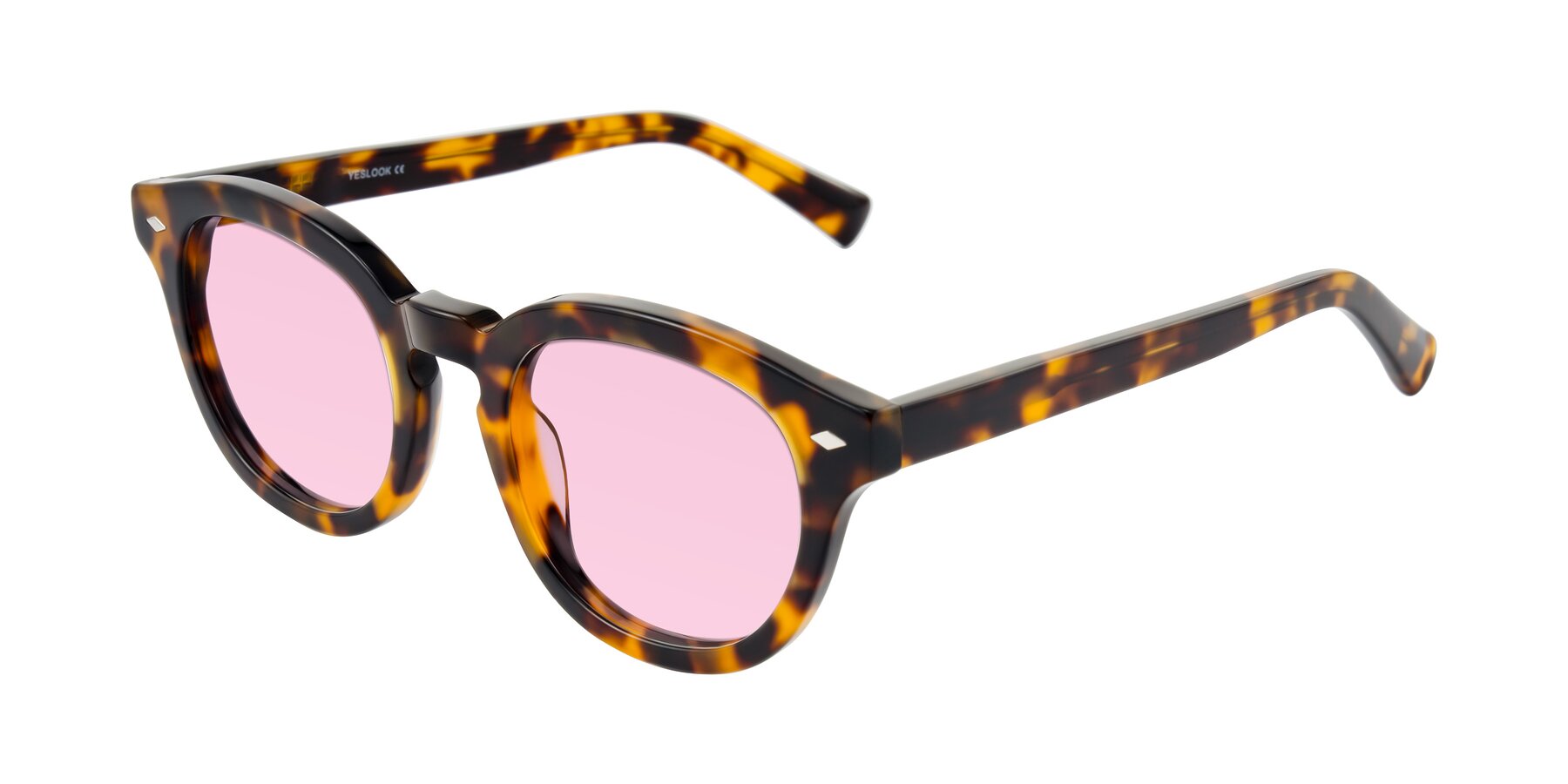 Angle of Nehrode in Tortoise with Light Pink Tinted Lenses