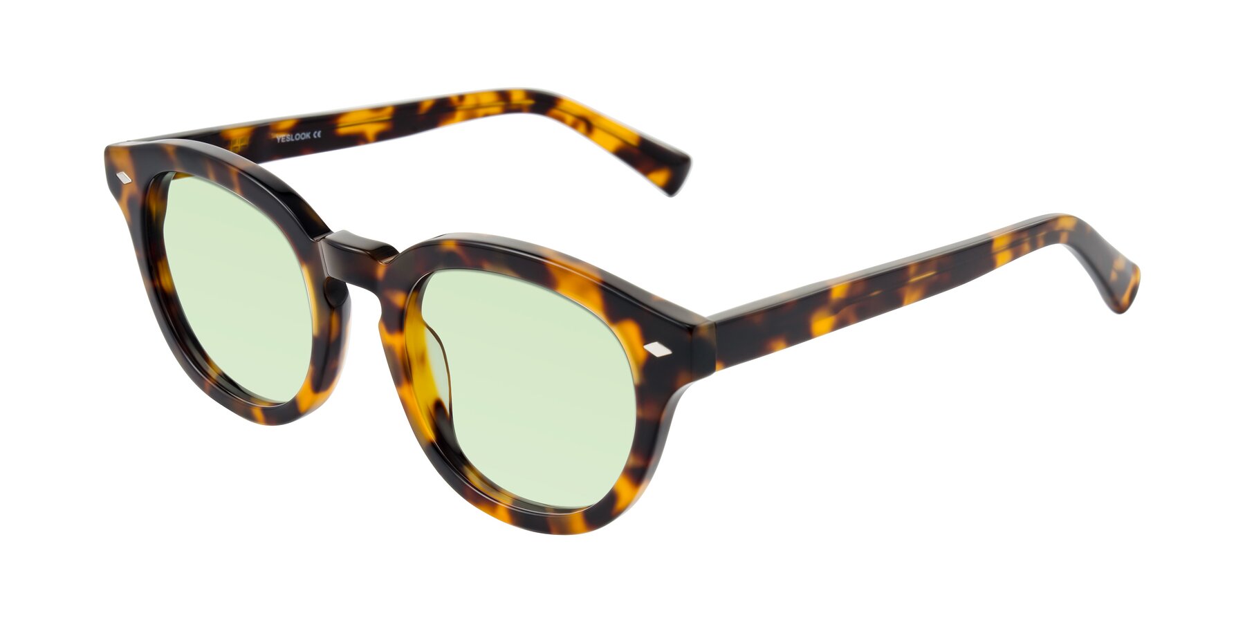Angle of Nehrode in Tortoise with Light Green Tinted Lenses