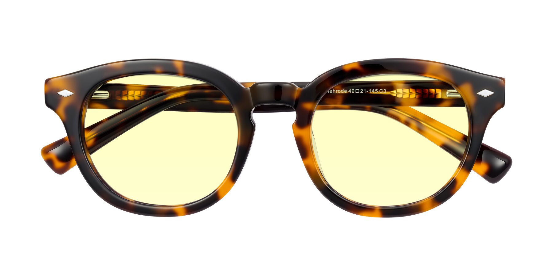 Folded Front of Nehrode in Tortoise with Light Yellow Tinted Lenses