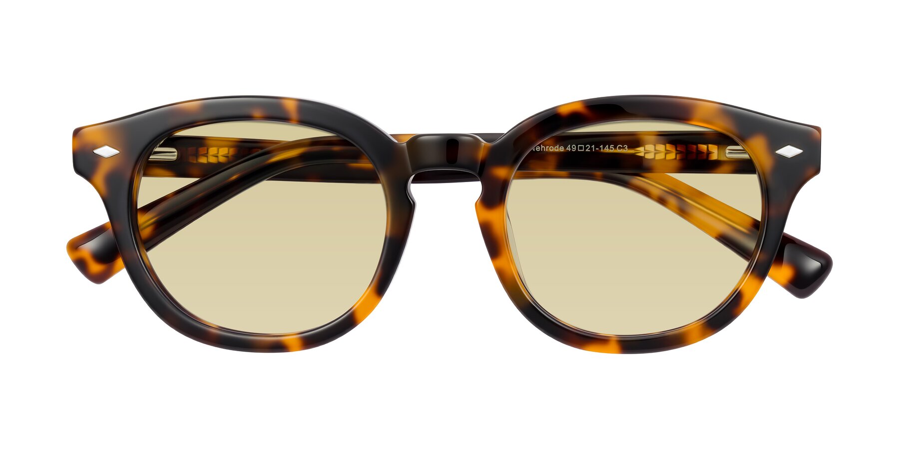 Folded Front of Nehrode in Tortoise with Light Champagne Tinted Lenses