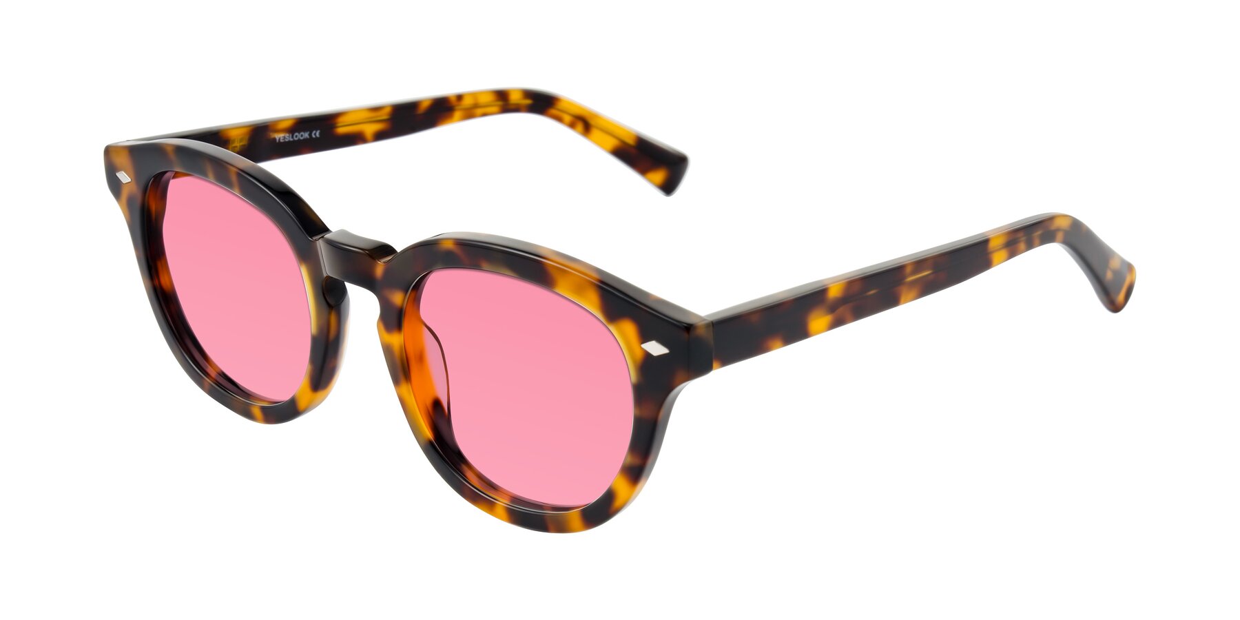 Angle of Nehrode in Tortoise with Pink Tinted Lenses
