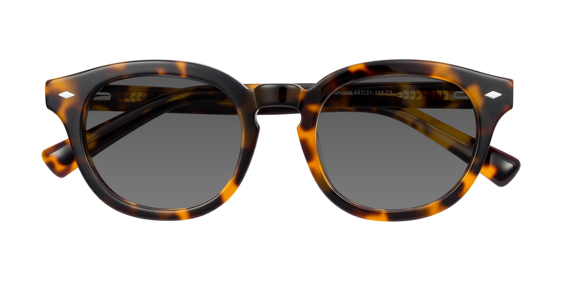 Folded Front of Nehrode in Tortoise with Medium Gray Tinted Lenses