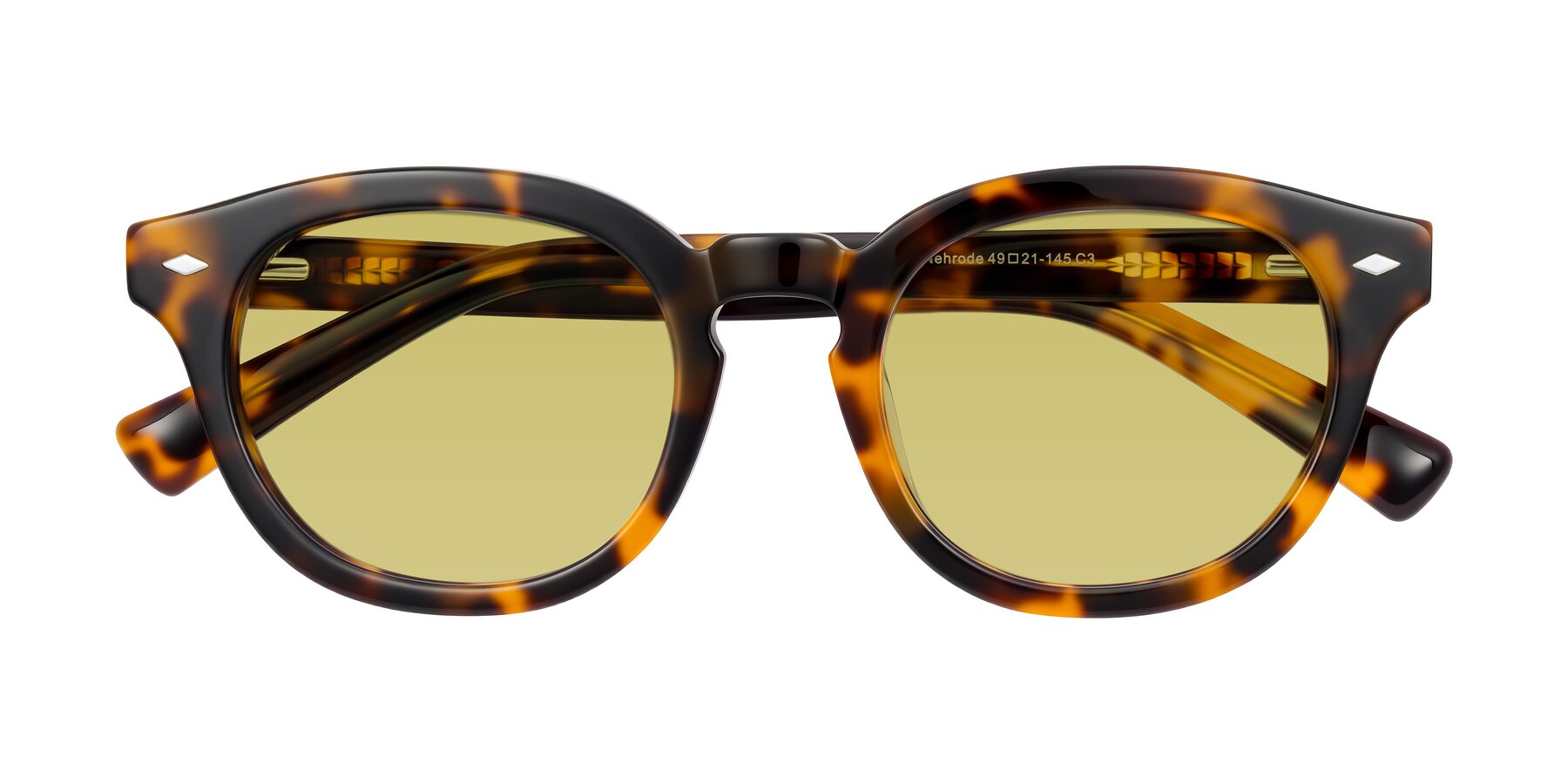 Folded Front of Nehrode in Tortoise with Medium Champagne Tinted Lenses