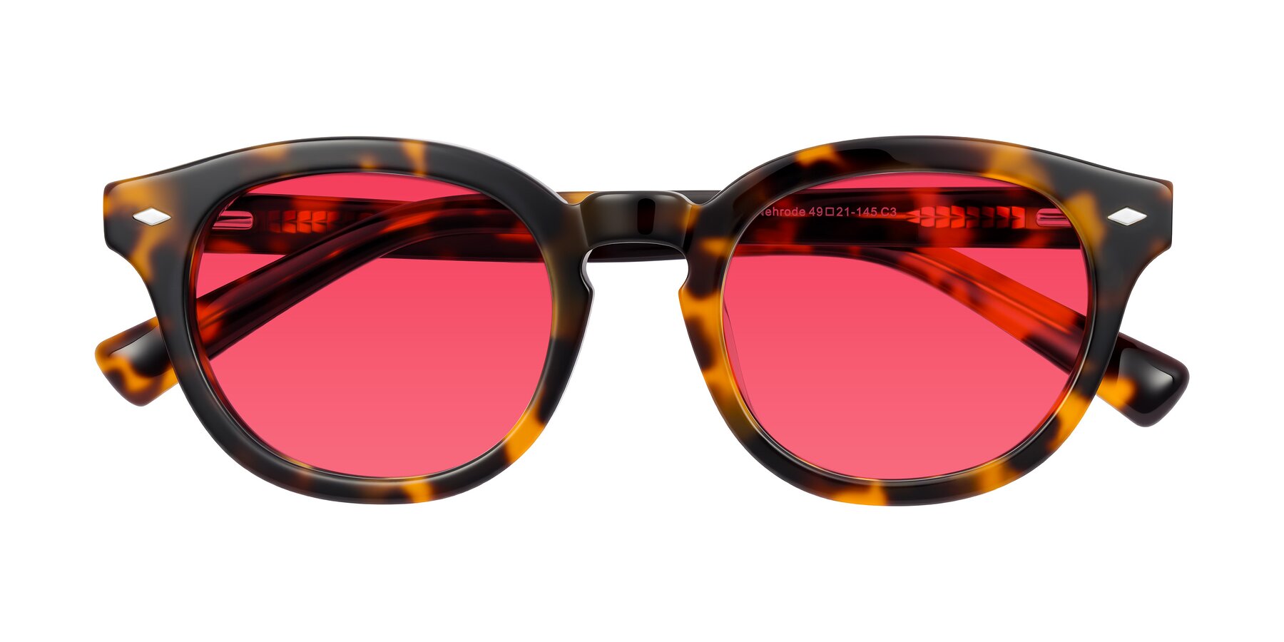 Folded Front of Nehrode in Tortoise with Red Tinted Lenses
