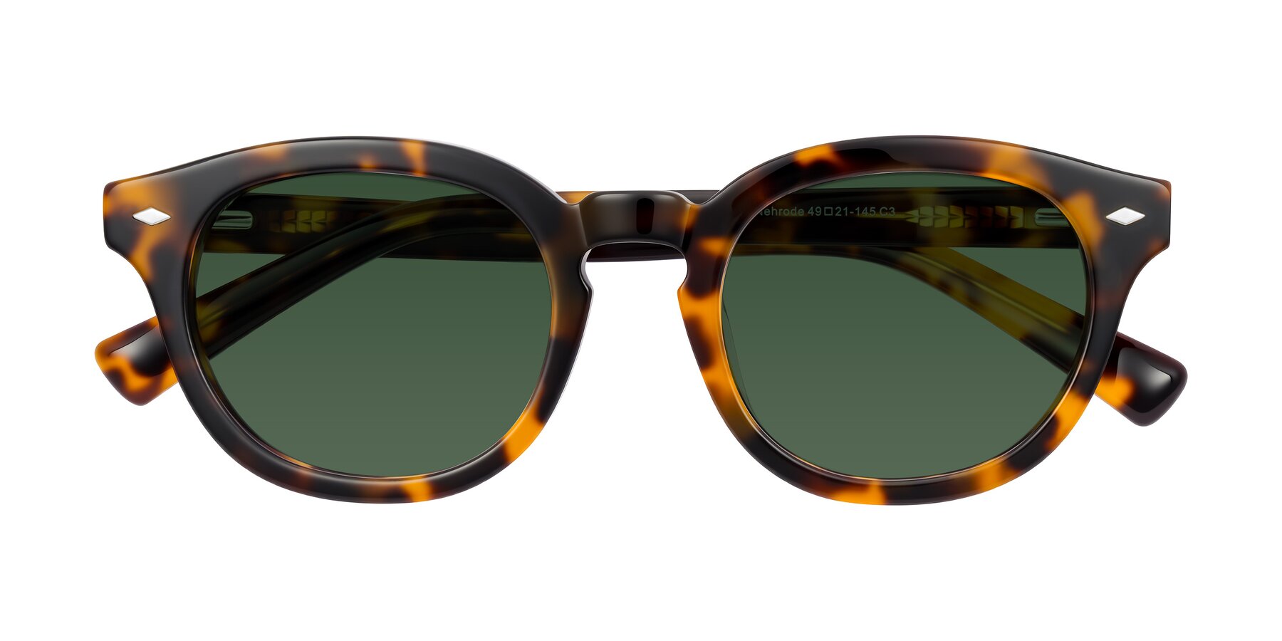 Folded Front of Nehrode in Tortoise with Green Tinted Lenses