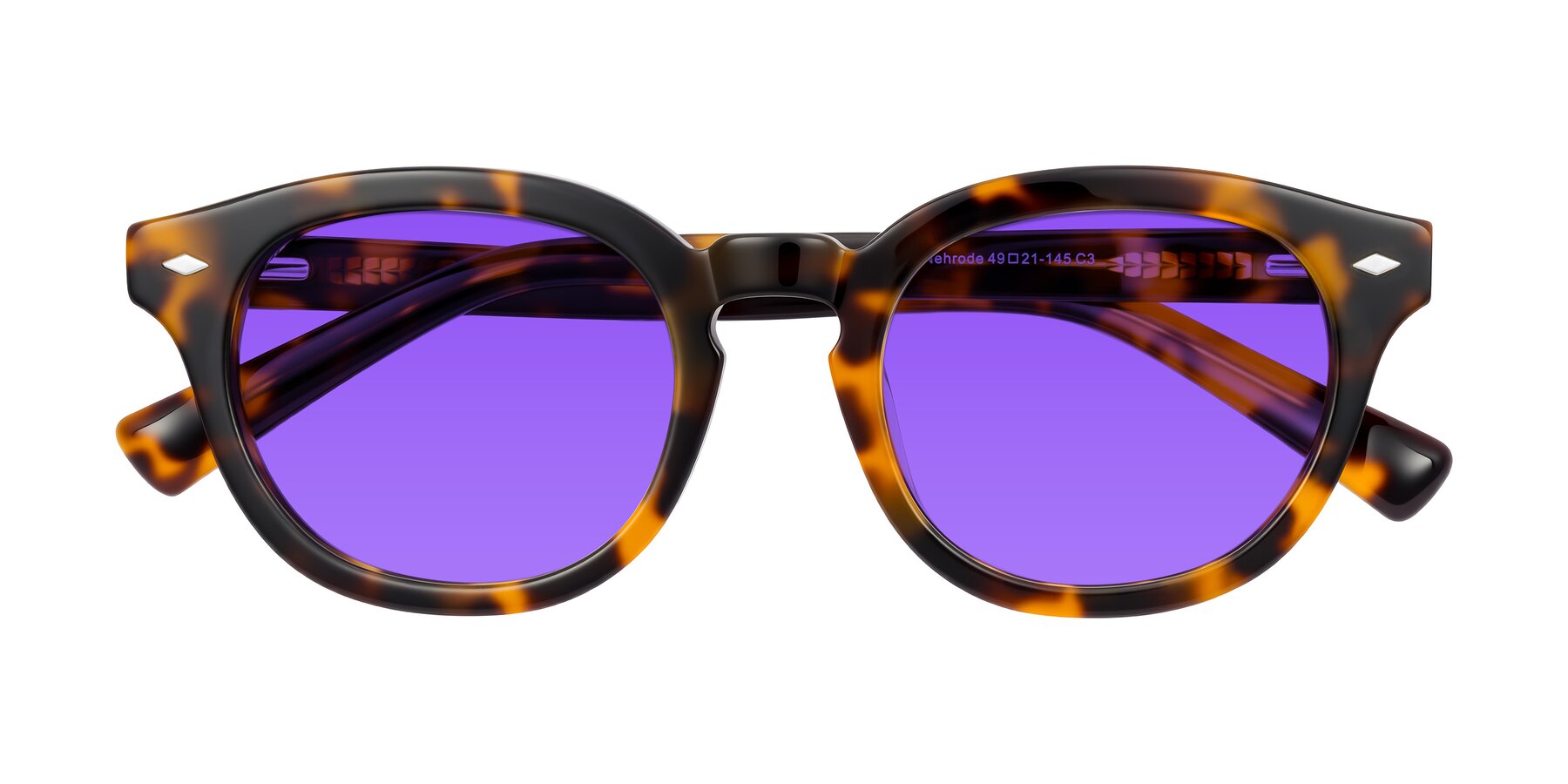 Folded Front of Nehrode in Tortoise with Purple Tinted Lenses