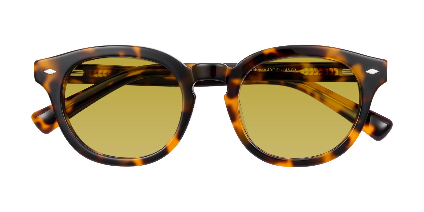 Folded Front of Nehrode in Tortoise with Champagne Tinted Lenses