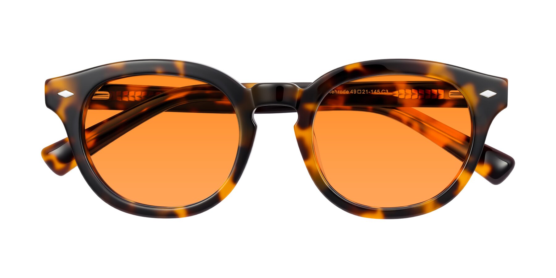 Folded Front of Nehrode in Tortoise with Orange Tinted Lenses