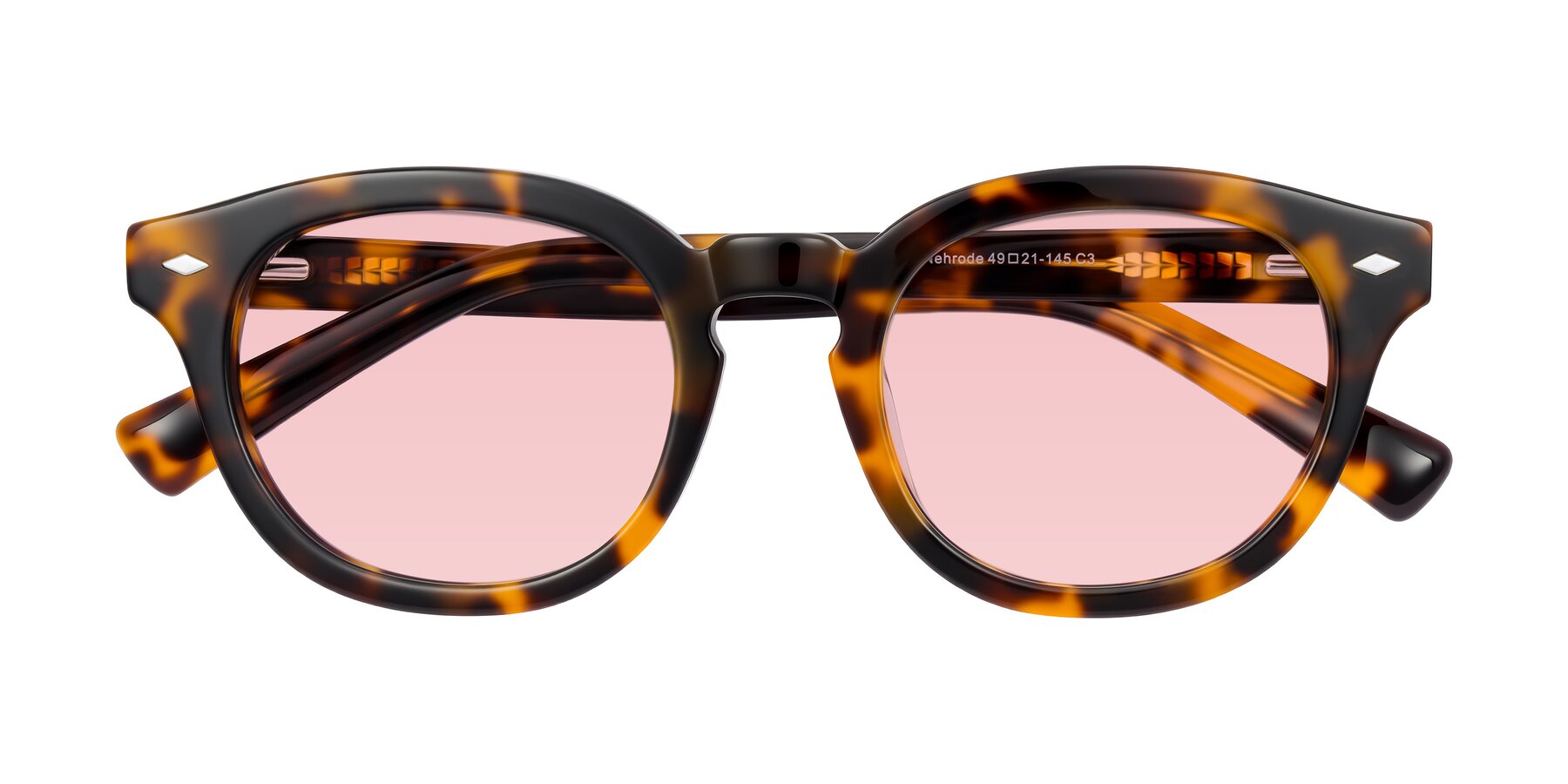 Folded Front of Nehrode in Tortoise with Light Garnet Tinted Lenses