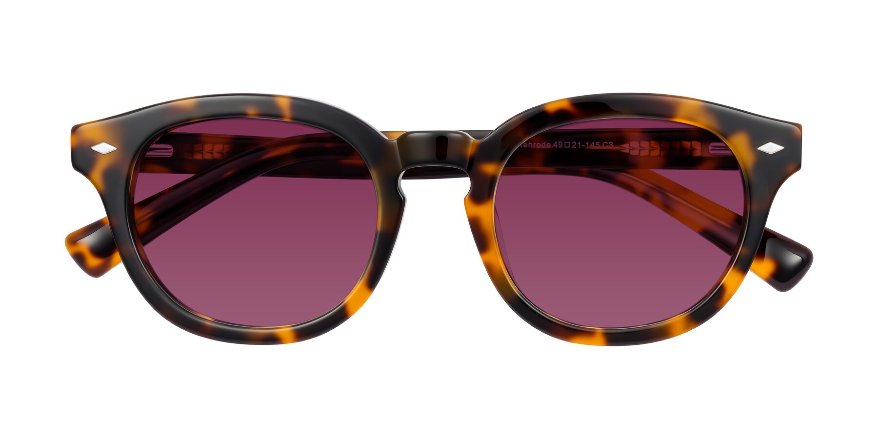 Folded Front of Nehrode in Tortoise with Wine Tinted Lenses