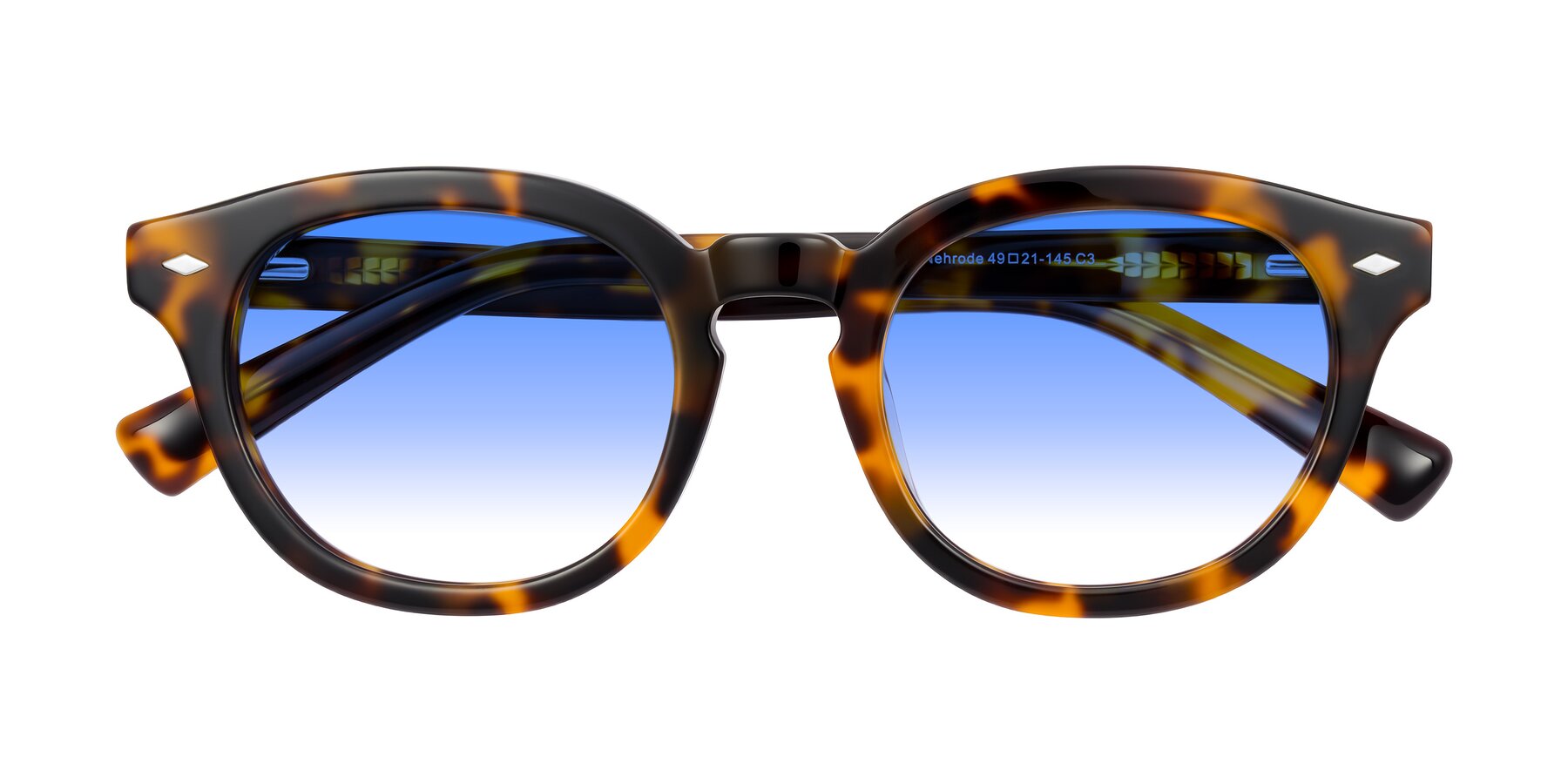 Folded Front of Nehrode in Tortoise with Blue Gradient Lenses
