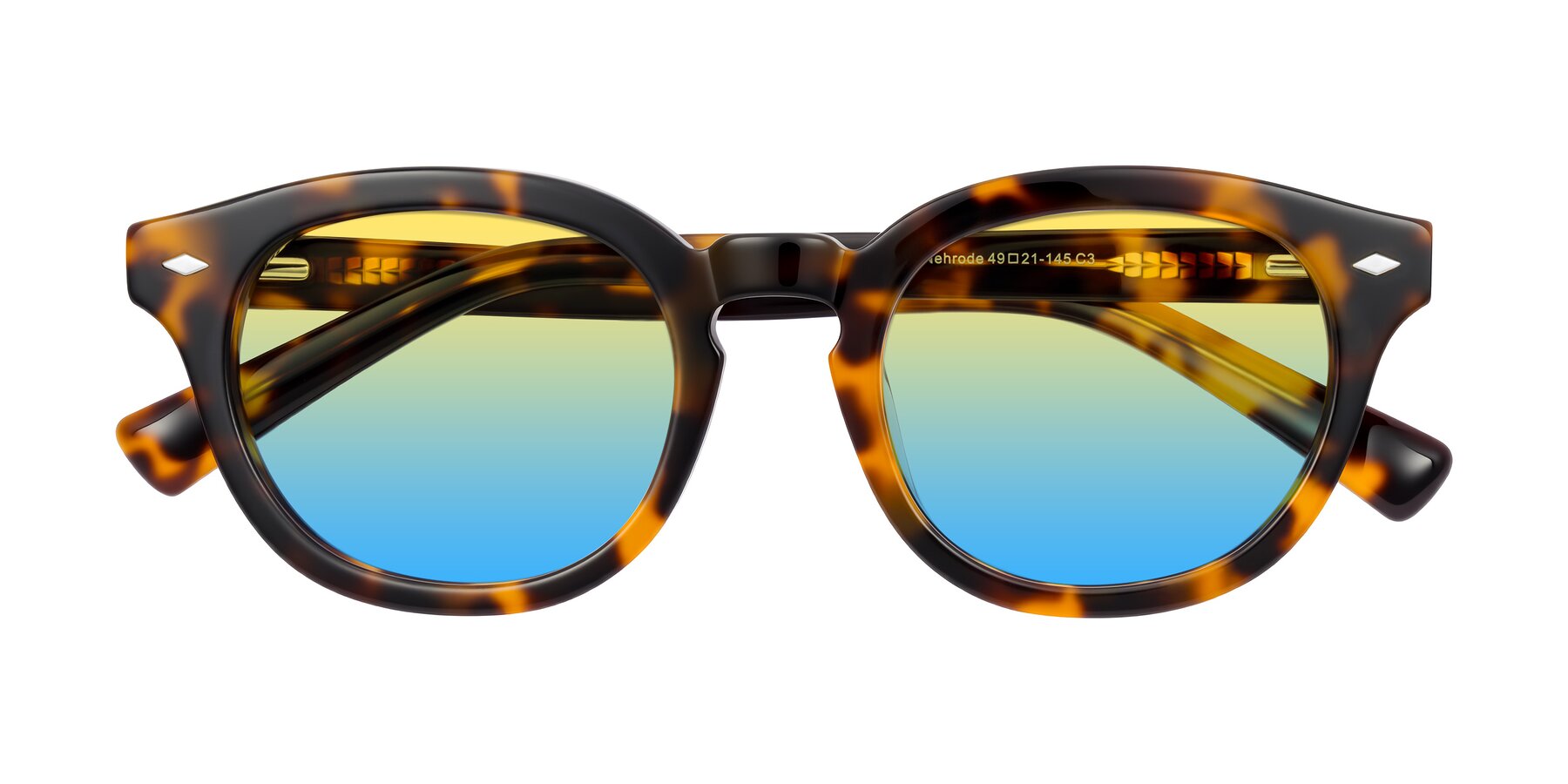 Folded Front of Nehrode in Tortoise with Yellow / Blue Gradient Lenses