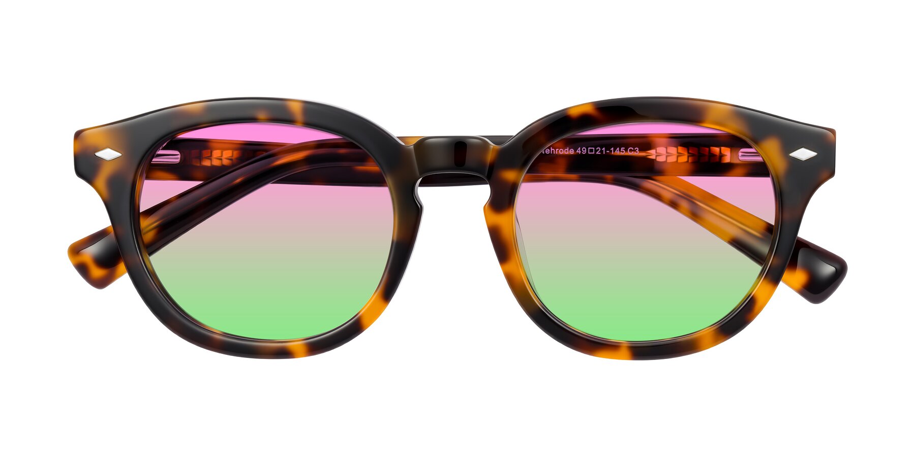 Folded Front of Nehrode in Tortoise with Pink / Green Gradient Lenses