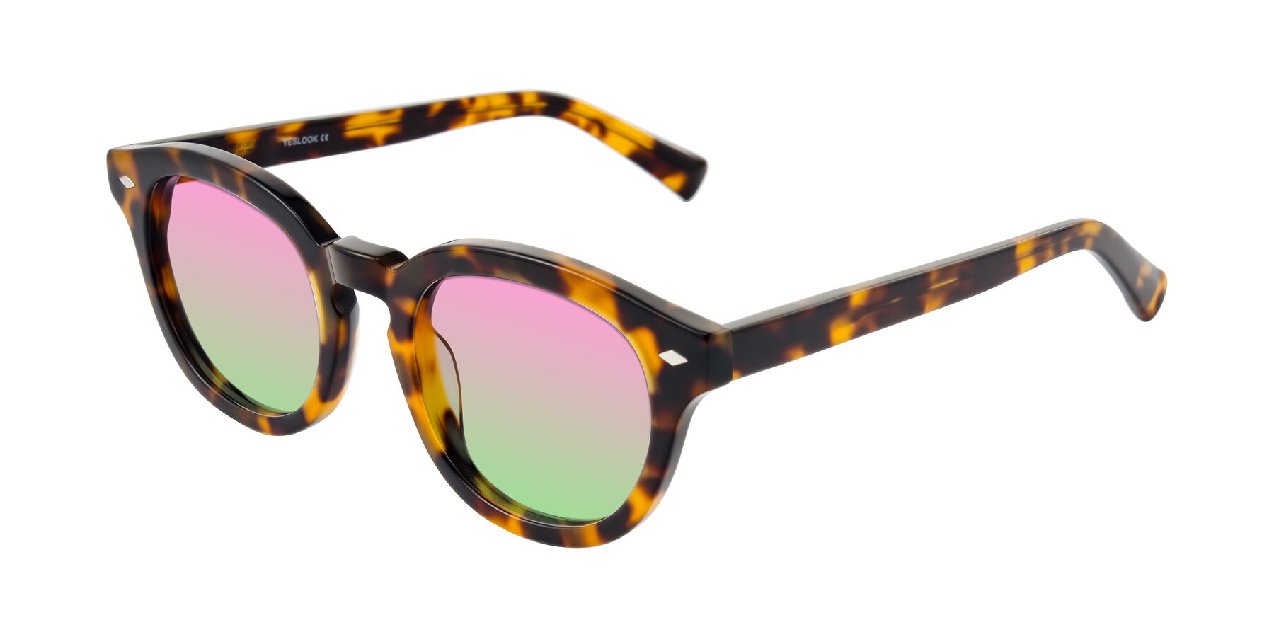 Angle of Nehrode in Tortoise with Pink / Green Gradient Lenses