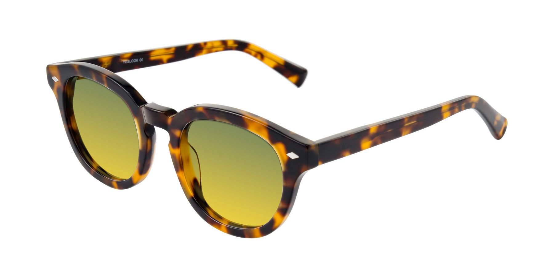 Angle of Nehrode in Tortoise with Green / Yellow Gradient Lenses