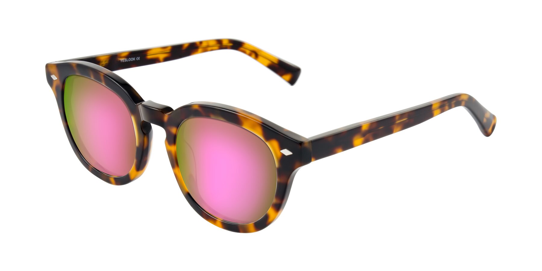 Angle of Nehrode in Tortoise with Pink Mirrored Lenses