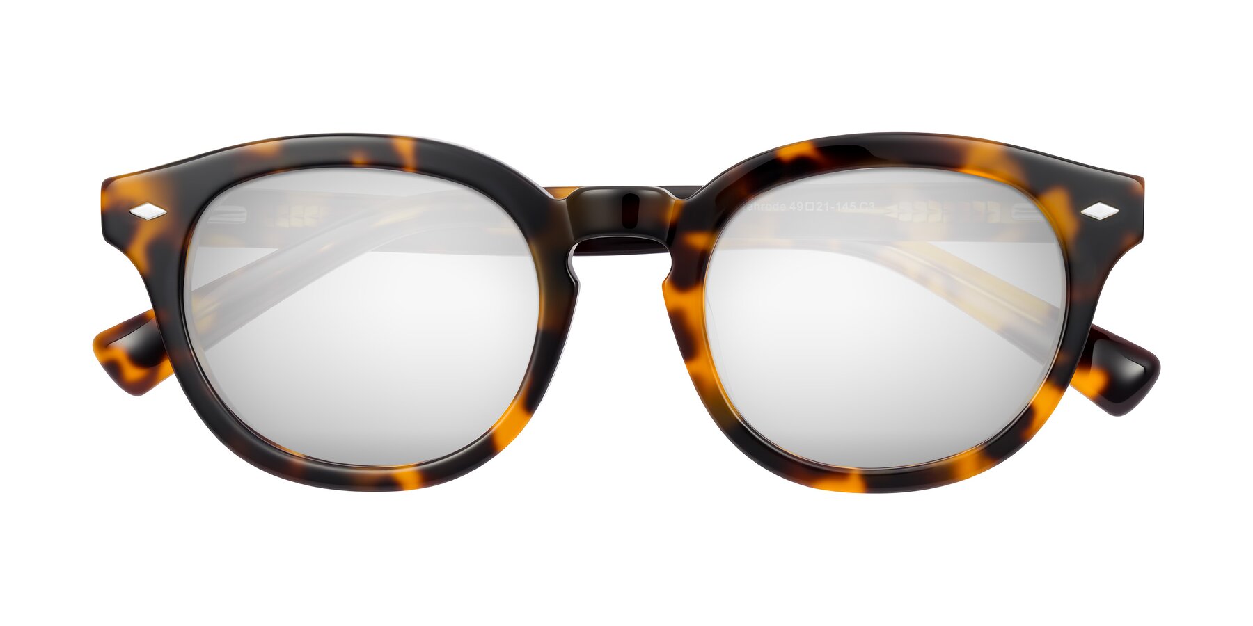 Folded Front of Nehrode in Tortoise with Silver Mirrored Lenses