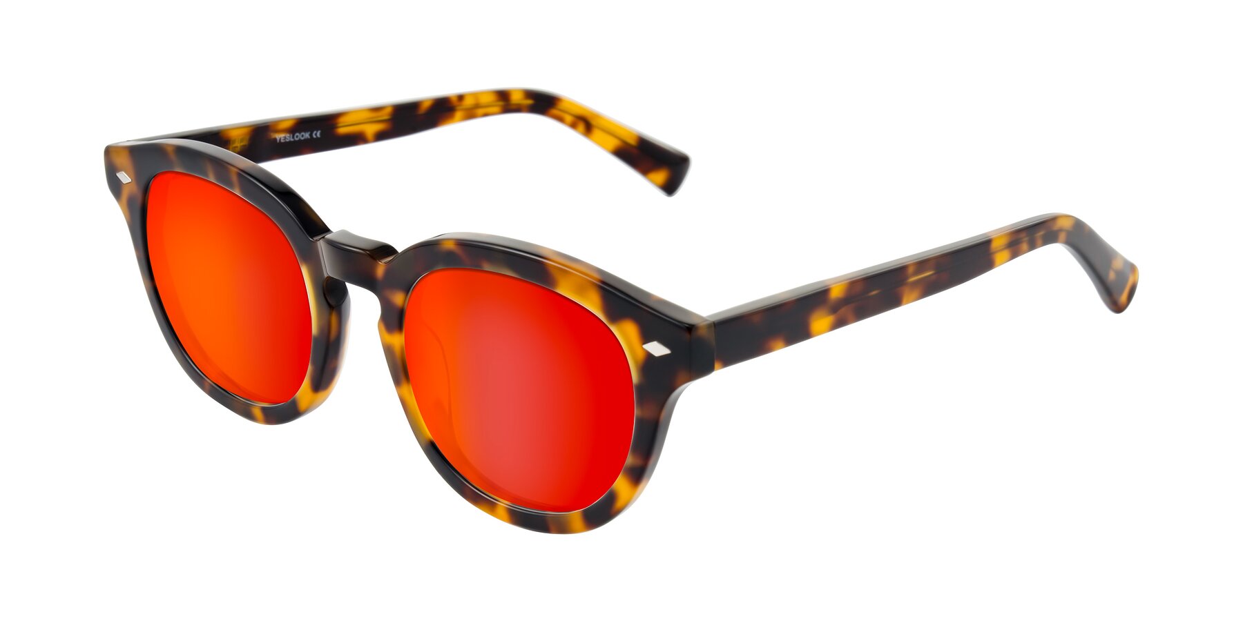 Angle of Nehrode in Tortoise with Red Gold Mirrored Lenses