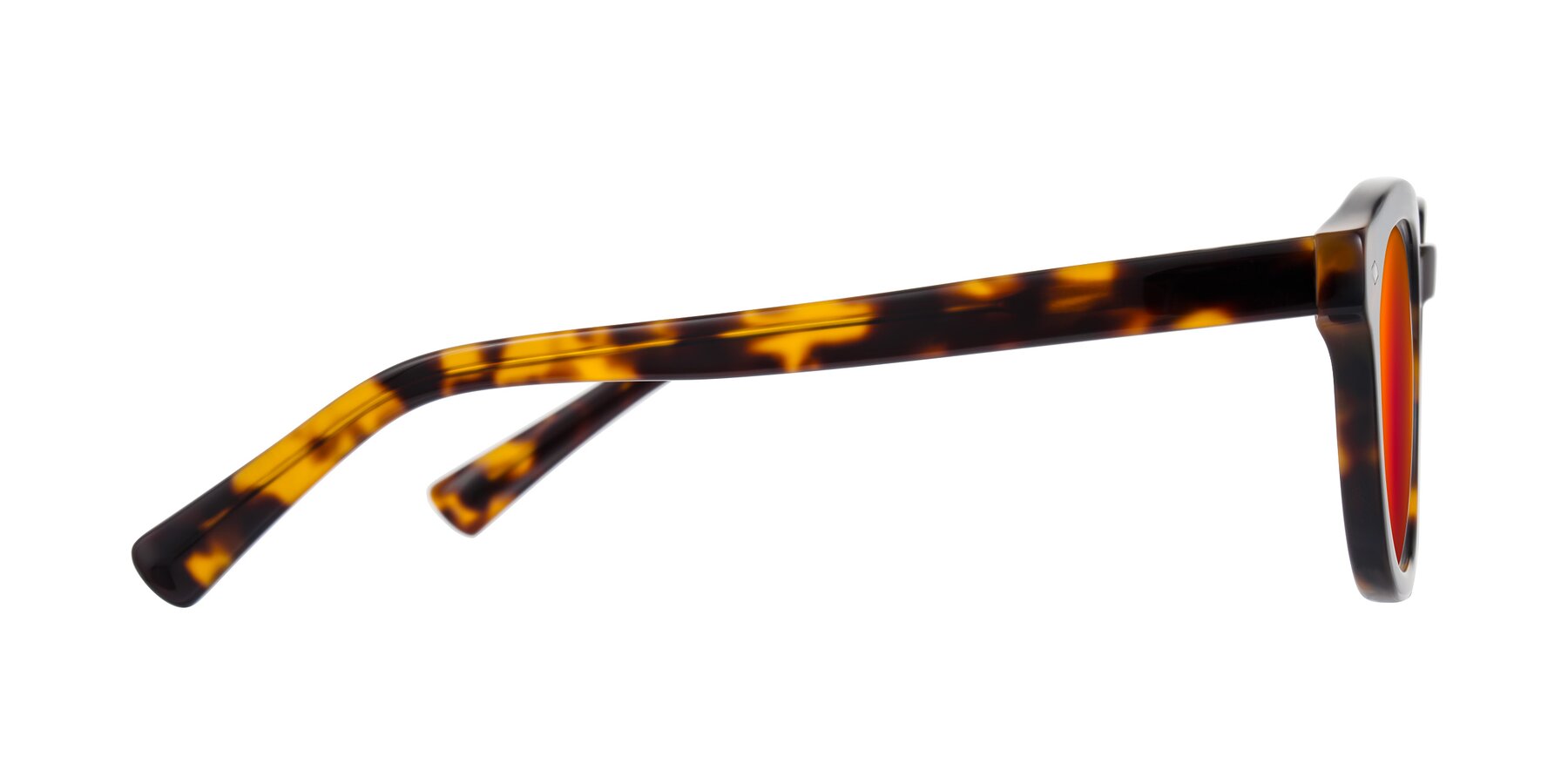 Side of Nehrode in Tortoise with Red Gold Mirrored Lenses
