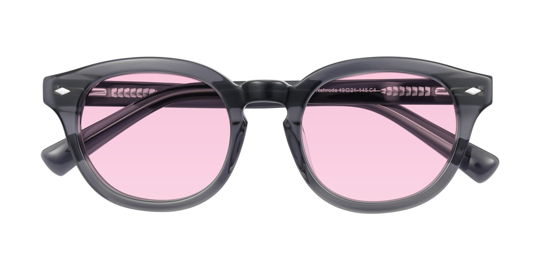 Folded Front of Nehrode in Gray with Light Pink Tinted Lenses