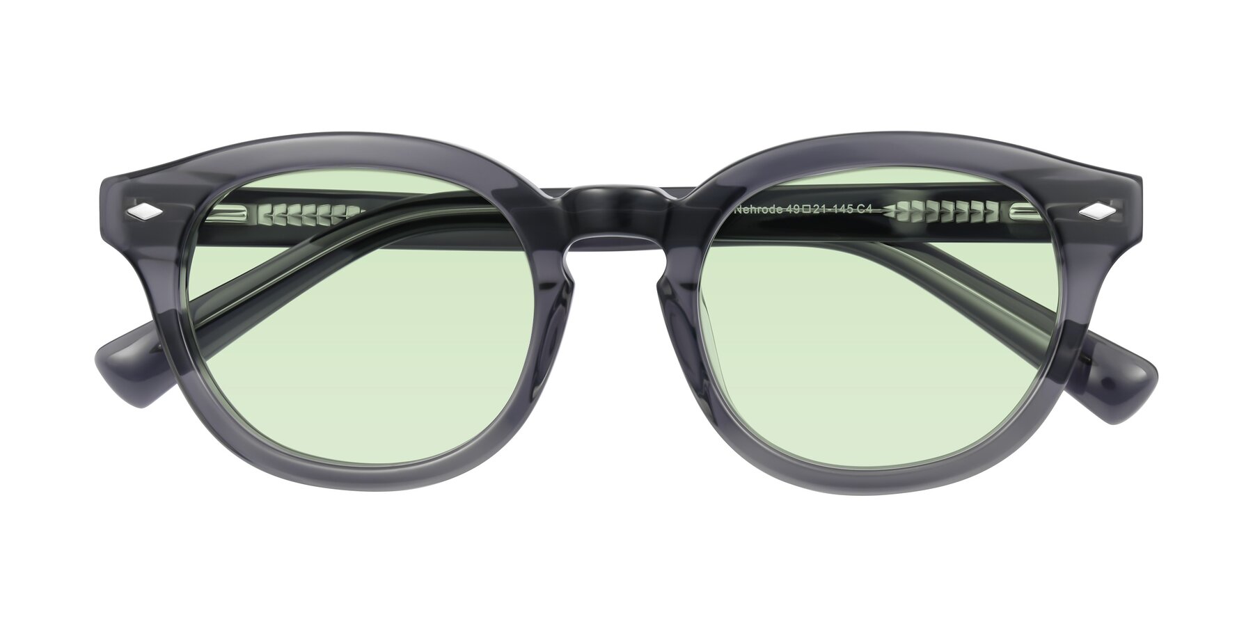 Folded Front of Nehrode in Gray with Light Green Tinted Lenses