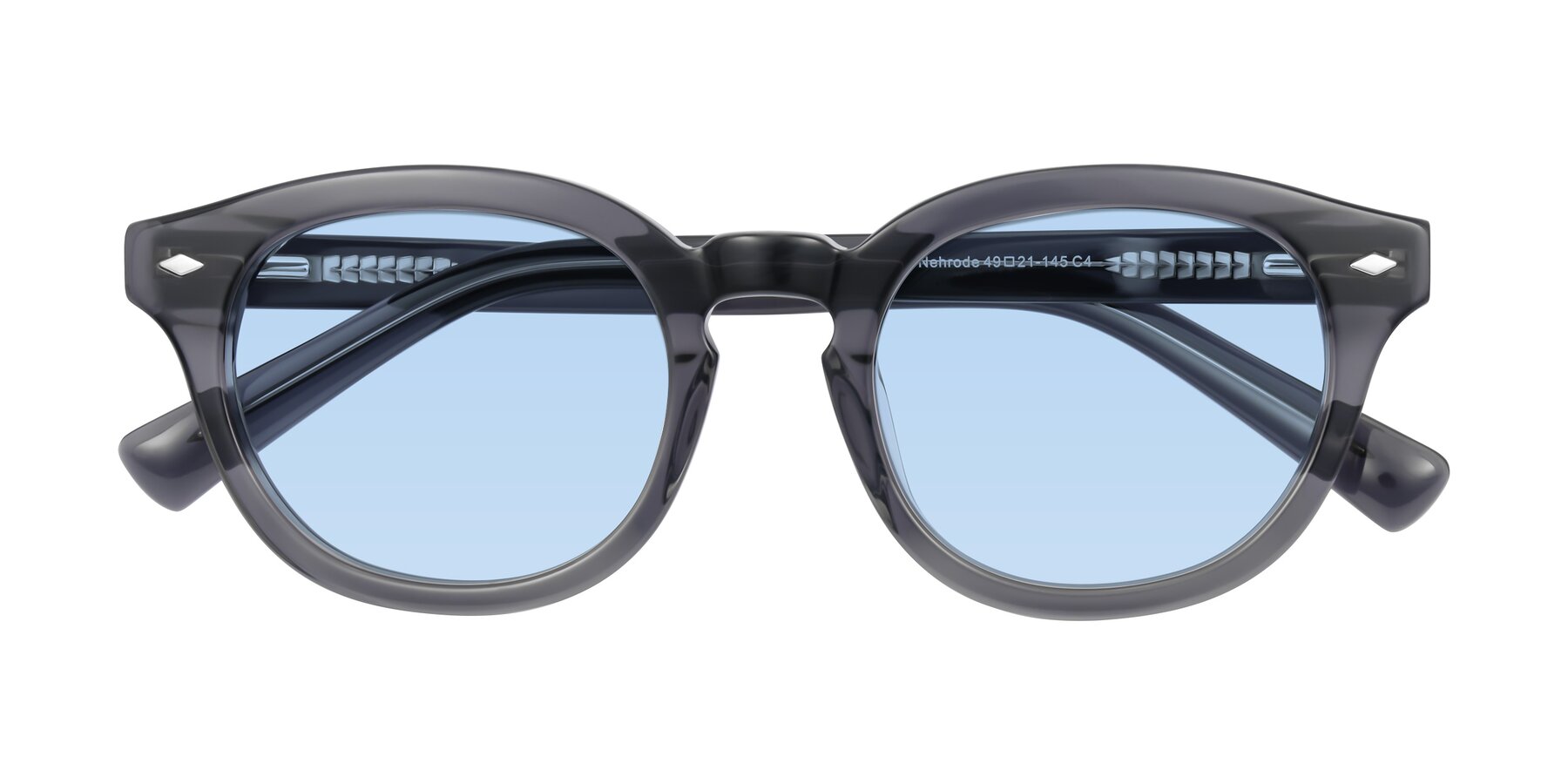 Folded Front of Nehrode in Gray with Light Blue Tinted Lenses