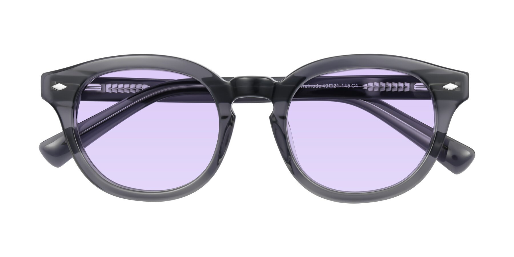 Folded Front of Nehrode in Gray with Light Purple Tinted Lenses