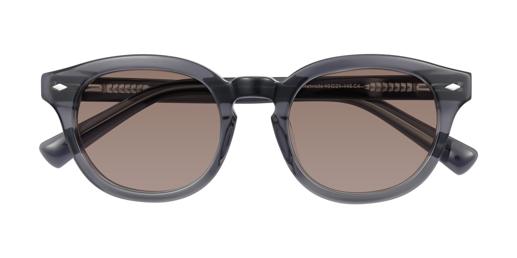 Folded Front of Nehrode in Gray with Medium Brown Tinted Lenses