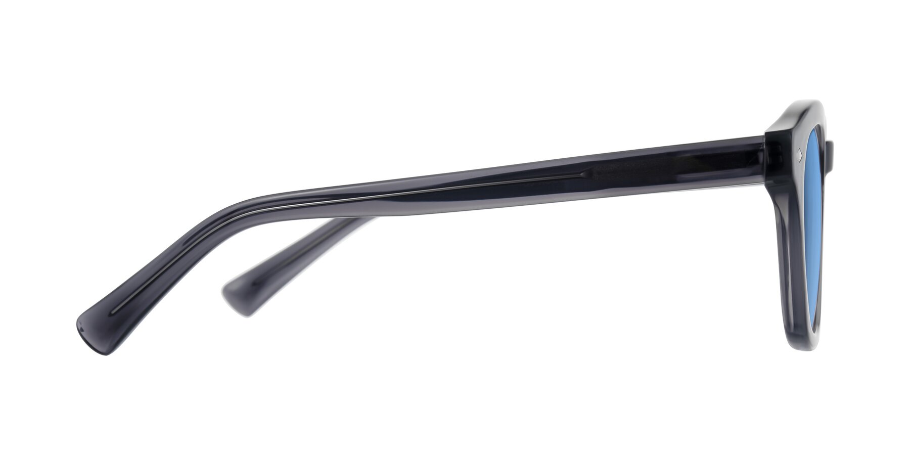 Side of Nehrode in Gray with Medium Blue Tinted Lenses
