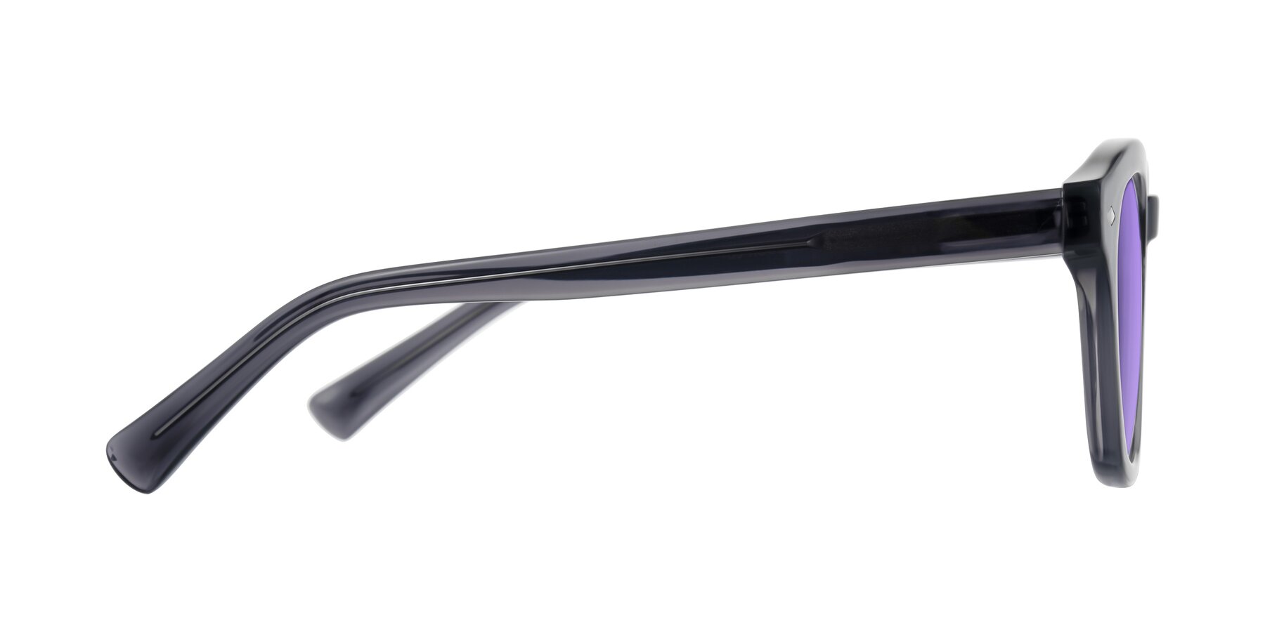 Side of Nehrode in Gray with Medium Purple Tinted Lenses
