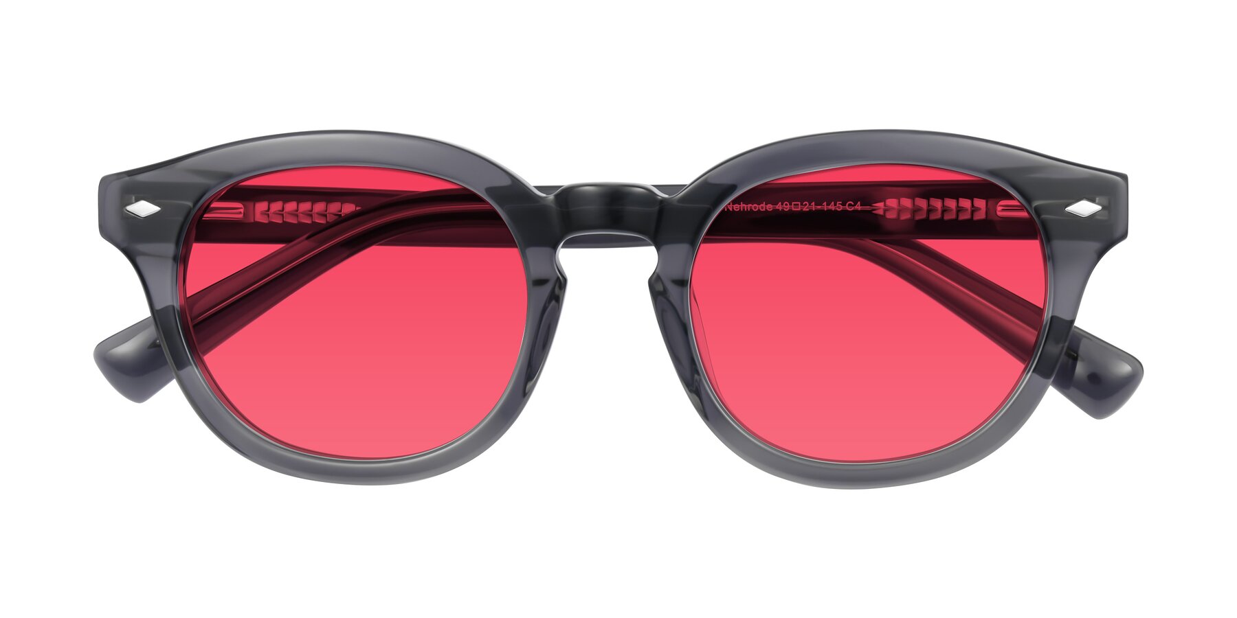 Folded Front of Nehrode in Gray with Red Tinted Lenses