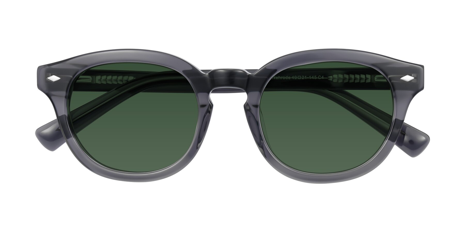 Folded Front of Nehrode in Gray with Green Tinted Lenses