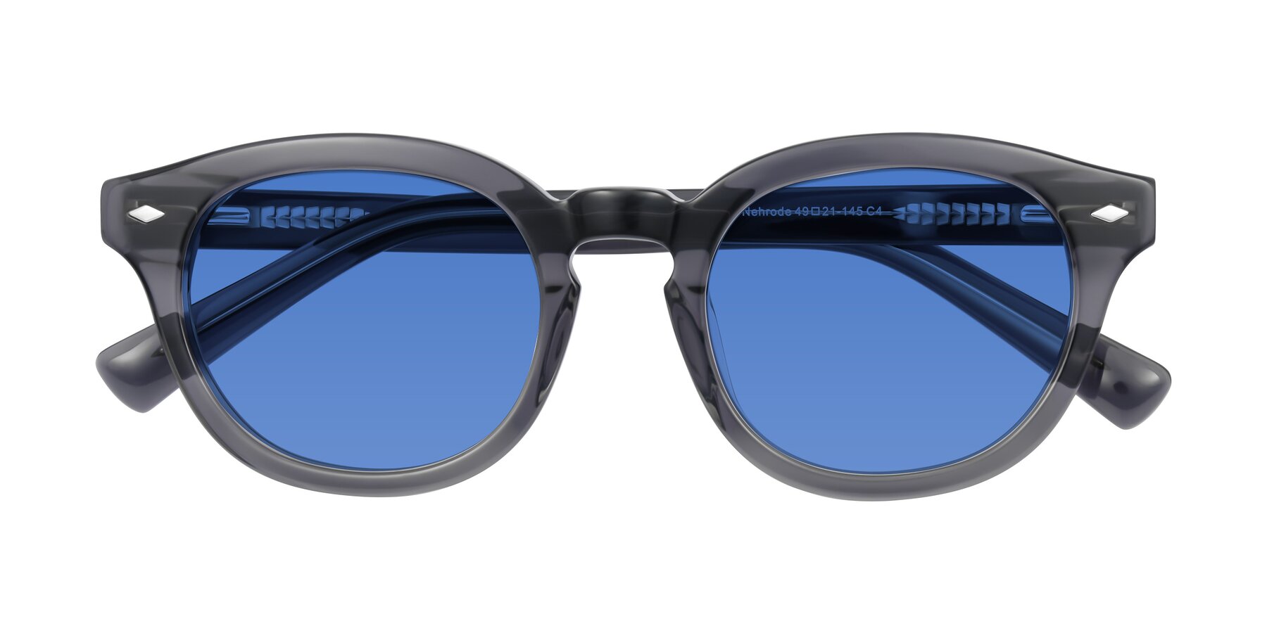 Folded Front of Nehrode in Gray with Blue Tinted Lenses
