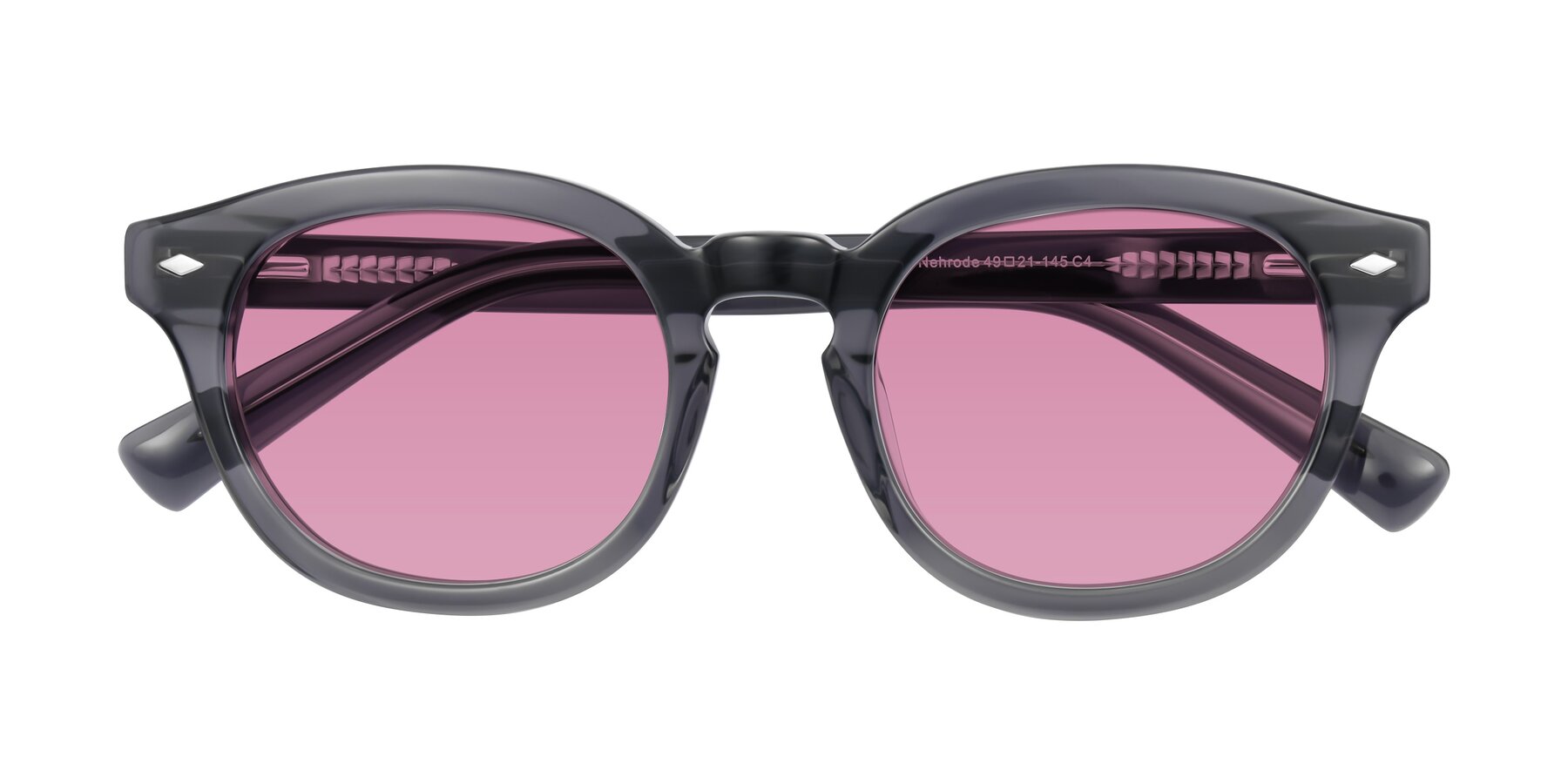 Folded Front of Nehrode in Gray with Medium Wine Tinted Lenses