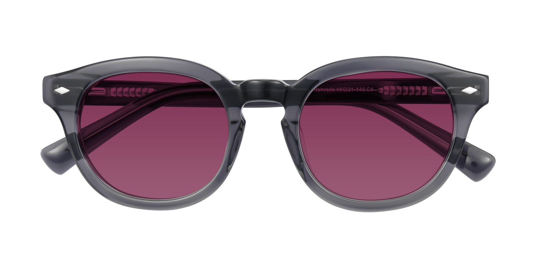 Folded Front of Nehrode in Gray with Wine Tinted Lenses